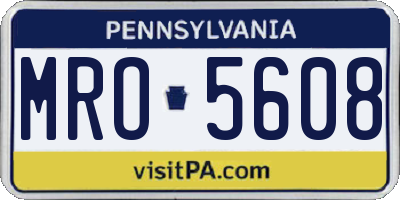 PA license plate MRO5608