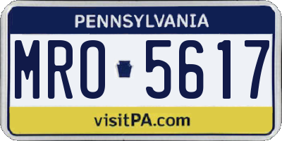 PA license plate MRO5617