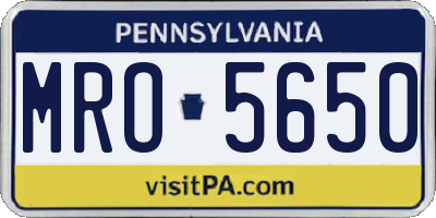 PA license plate MRO5650