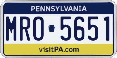 PA license plate MRO5651
