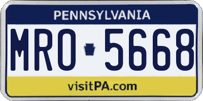 PA license plate MRO5668