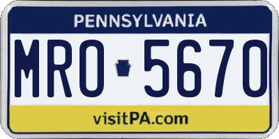 PA license plate MRO5670