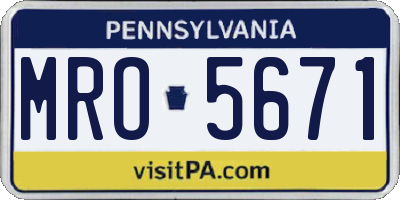 PA license plate MRO5671