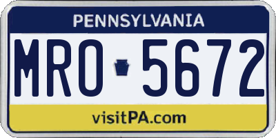 PA license plate MRO5672