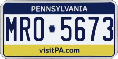 PA license plate MRO5673