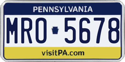 PA license plate MRO5678