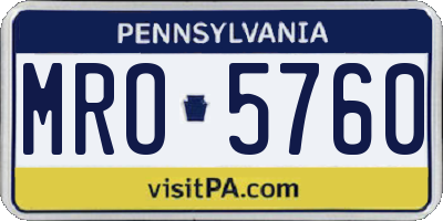 PA license plate MRO5760