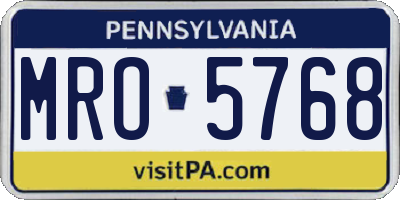 PA license plate MRO5768