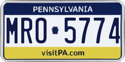 PA license plate MRO5774