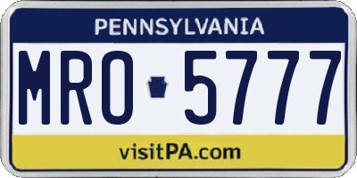 PA license plate MRO5777