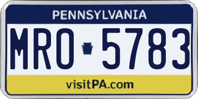 PA license plate MRO5783