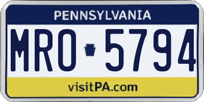 PA license plate MRO5794