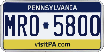 PA license plate MRO5800