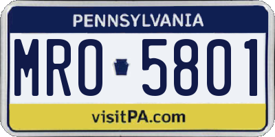 PA license plate MRO5801