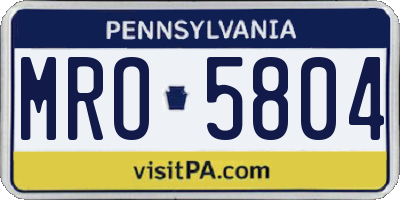 PA license plate MRO5804