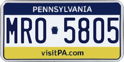 PA license plate MRO5805