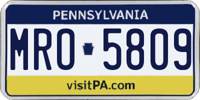 PA license plate MRO5809