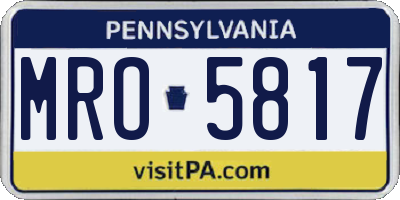 PA license plate MRO5817