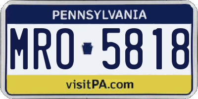 PA license plate MRO5818