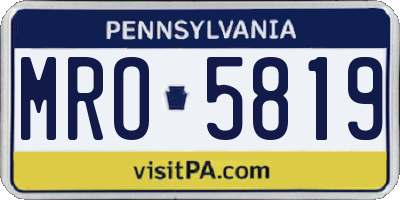 PA license plate MRO5819