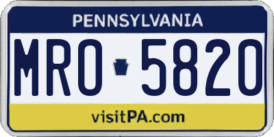 PA license plate MRO5820