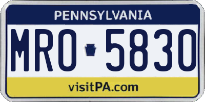 PA license plate MRO5830