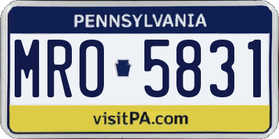 PA license plate MRO5831