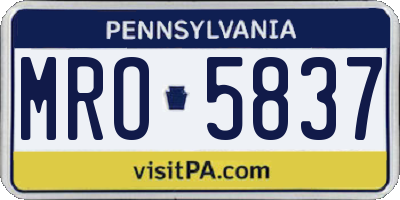 PA license plate MRO5837