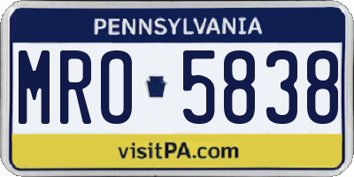 PA license plate MRO5838