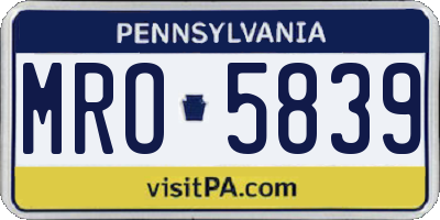PA license plate MRO5839