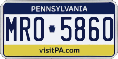 PA license plate MRO5860