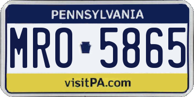 PA license plate MRO5865