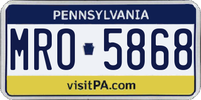 PA license plate MRO5868