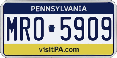 PA license plate MRO5909