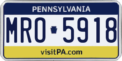 PA license plate MRO5918