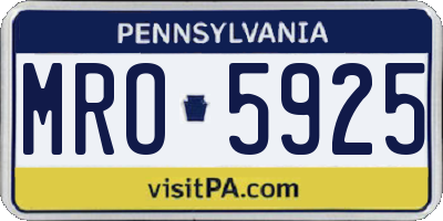 PA license plate MRO5925