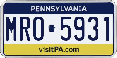 PA license plate MRO5931
