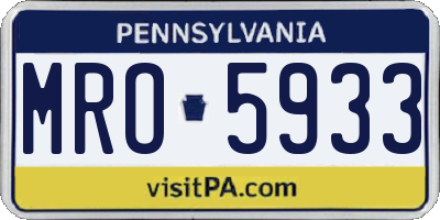 PA license plate MRO5933