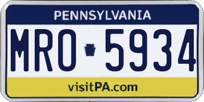 PA license plate MRO5934