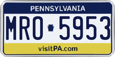 PA license plate MRO5953