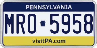 PA license plate MRO5958