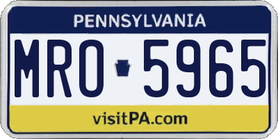 PA license plate MRO5965