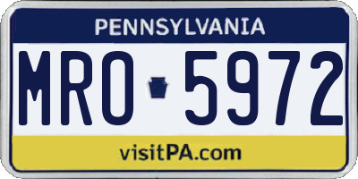 PA license plate MRO5972