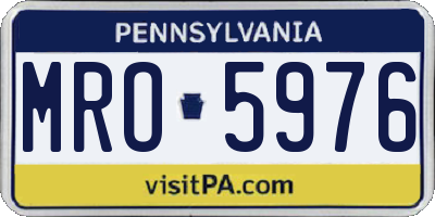 PA license plate MRO5976
