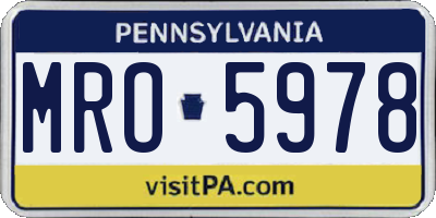 PA license plate MRO5978