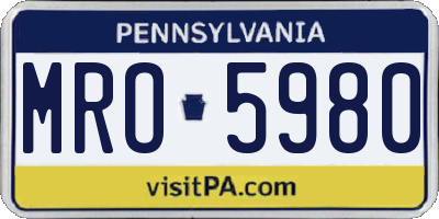 PA license plate MRO5980