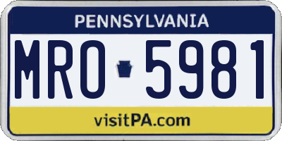 PA license plate MRO5981