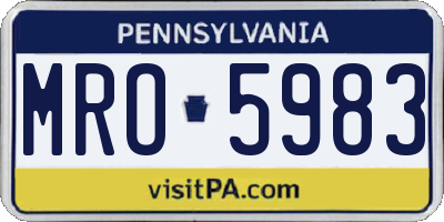 PA license plate MRO5983
