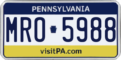 PA license plate MRO5988