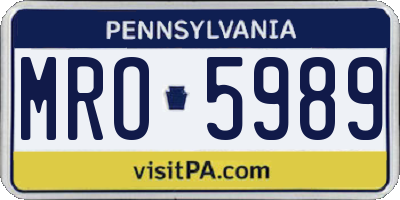 PA license plate MRO5989